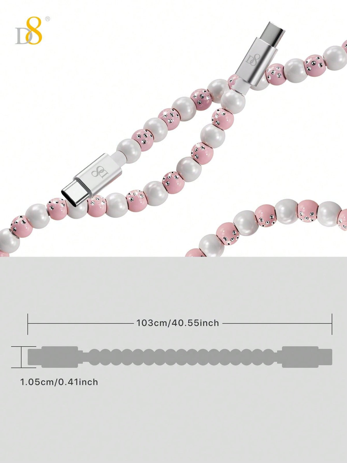 D8 USB-C to Type-C Cable – 60W Fast Charging, 3.3ft Braided for iPhone 15, iPad Pro, Galaxy