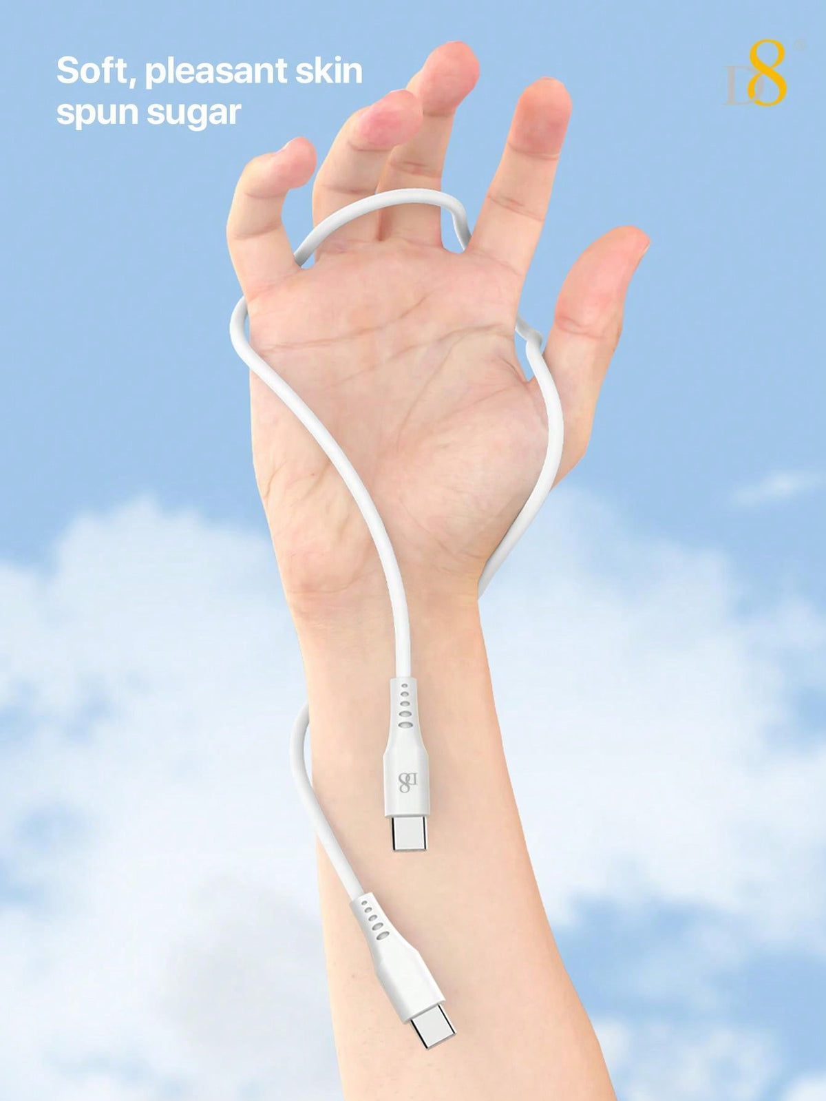 D8 USB-C Keychain USB Data Cable – 1.2M, 60W/3A Fast Charging