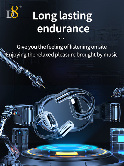 D8 Open-Ear Wireless Earbuds – Bass Boost, 7H Battery, IPX5 Waterproof, Gaming Ready