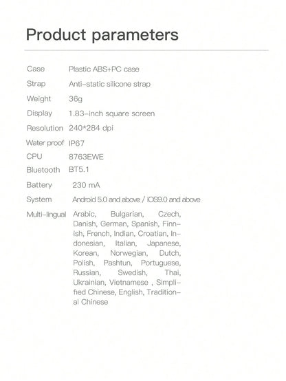 D8 Women's Smartwatch, 1.83" Touchscreen, Waterproof, 100+ Sports Modes