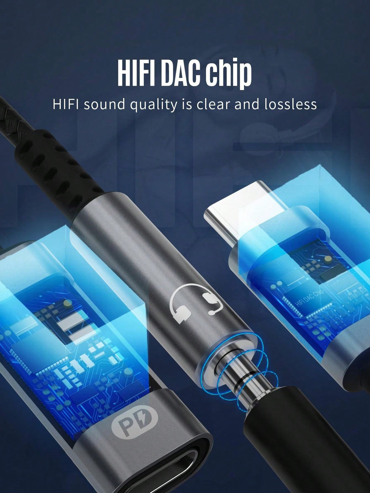 D8 USB-C to 3.5mm Headphone + Charger Adapter – 2-in-1 Dongle with 60W Fast Charging