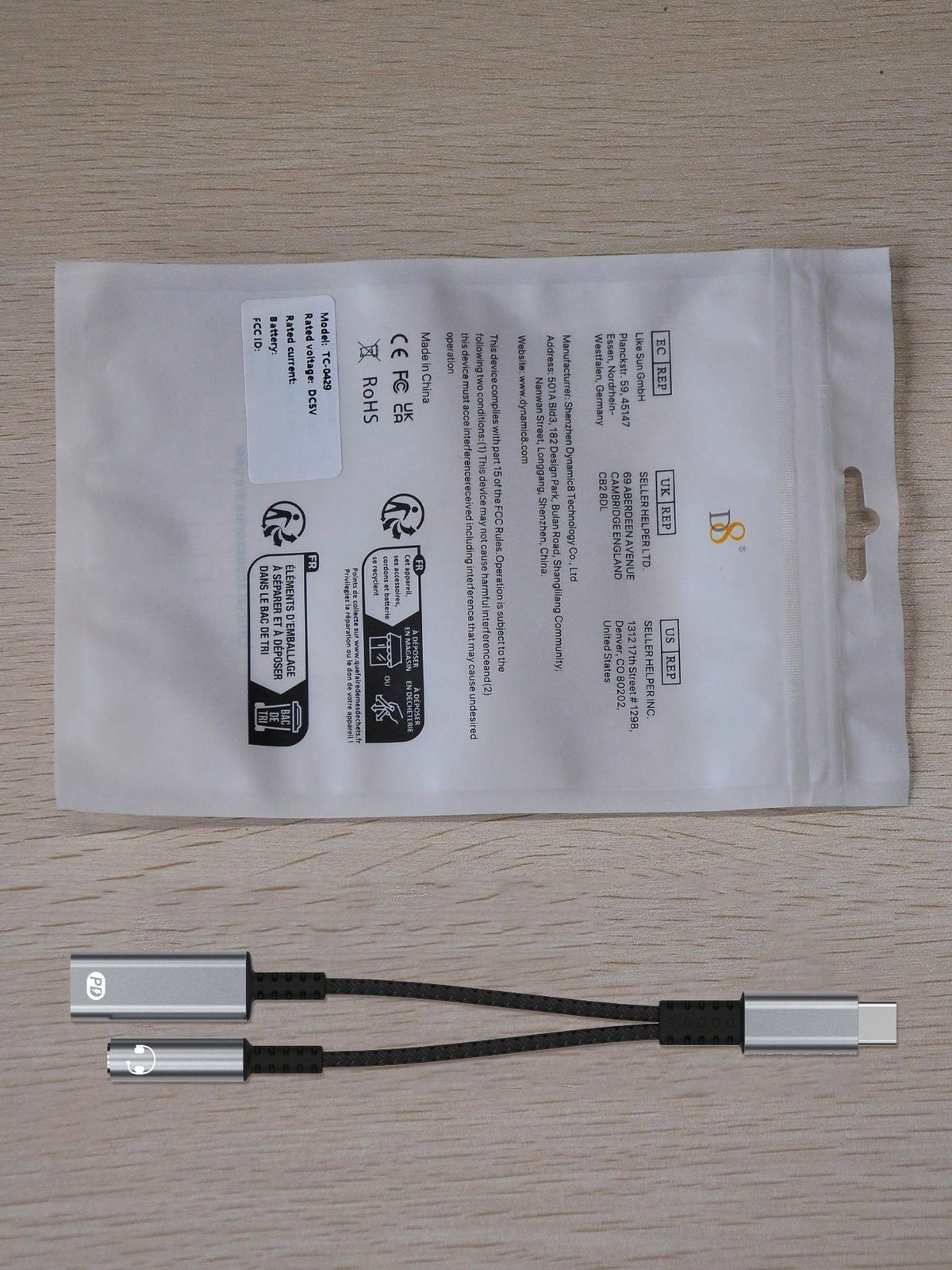D8 USB-C to 3.5mm Headphone + Charger Adapter – 2-in-1 Dongle with 60W Fast Charging