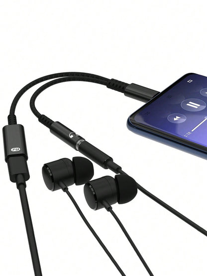 D8 USB-C to 3.5mm Headphone + Charger Adapter – 2-in-1 Dongle with 60W Fast Charging