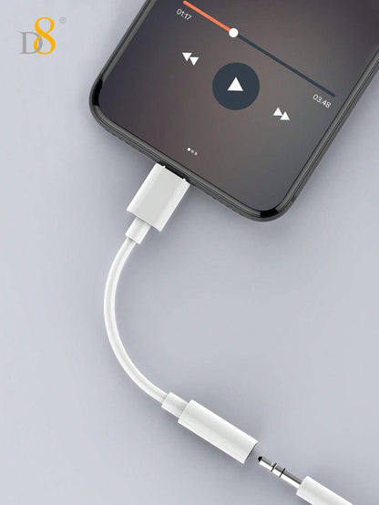 D8 USB-C to 3.5mm Audio Adapter – DAC Stereo + Mic Dongle for iPhone 16, Galaxy S23, iPad Pro