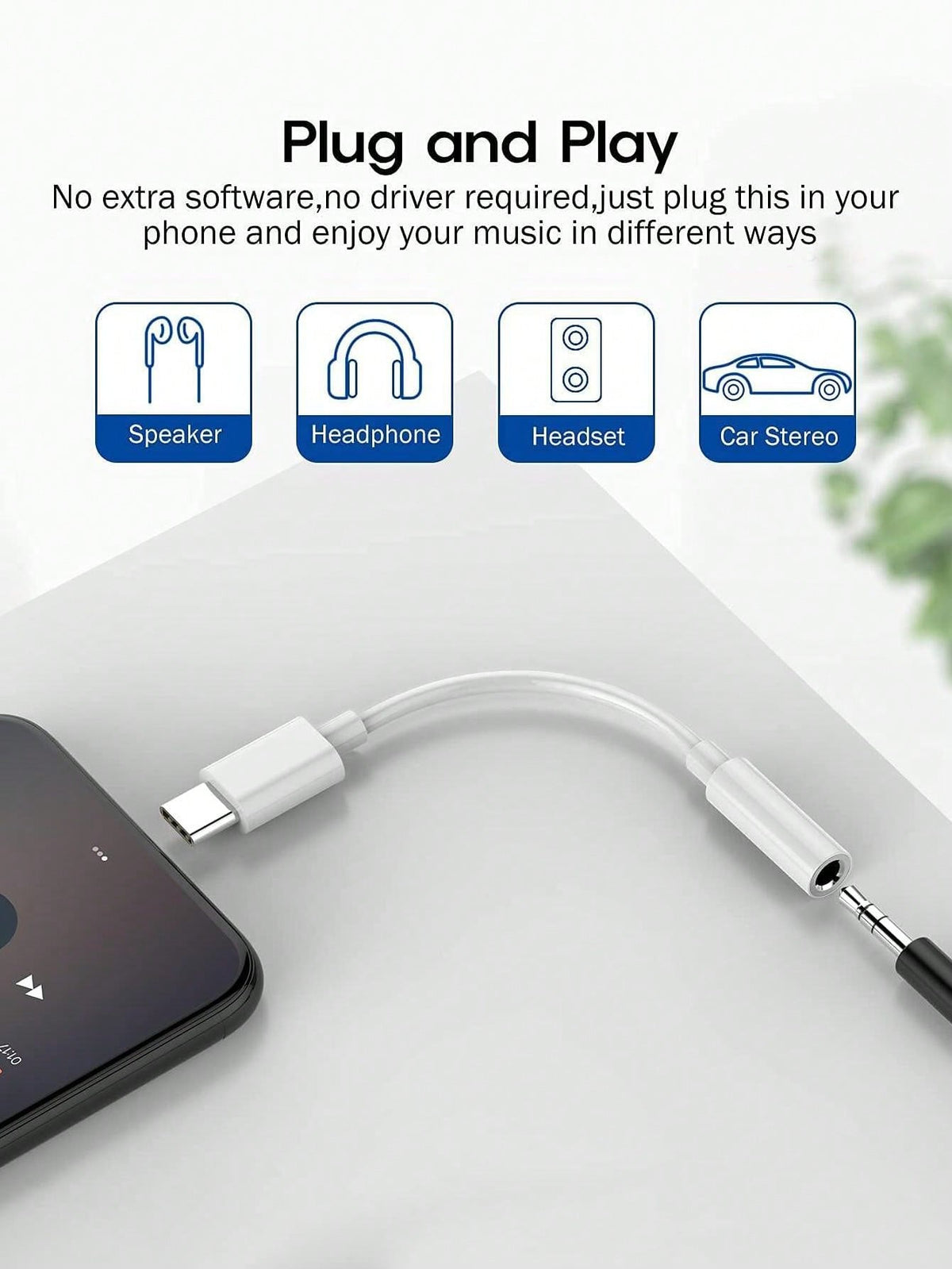 D8 USB-C to 3.5mm Audio Adapter – DAC Stereo + Mic Dongle for iPhone 16, Galaxy S23, iPad Pro
