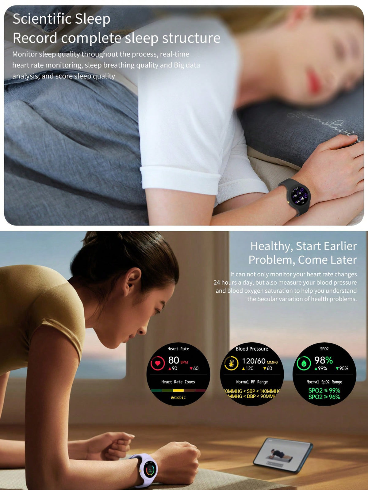 D8 Smart Watch – Heart Rate & Sleep Tracker, IP67 Waterproof, Full Touch, Activity Tracker for Android & iOS