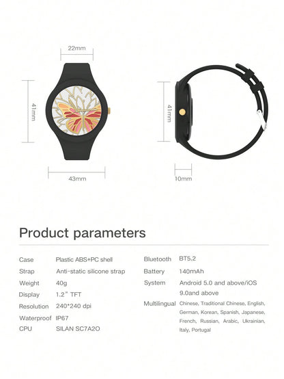 D8 Smart Watch – Heart Rate & Sleep Tracker, IP67 Waterproof, Full Touch, Activity Tracker for Android & iOS