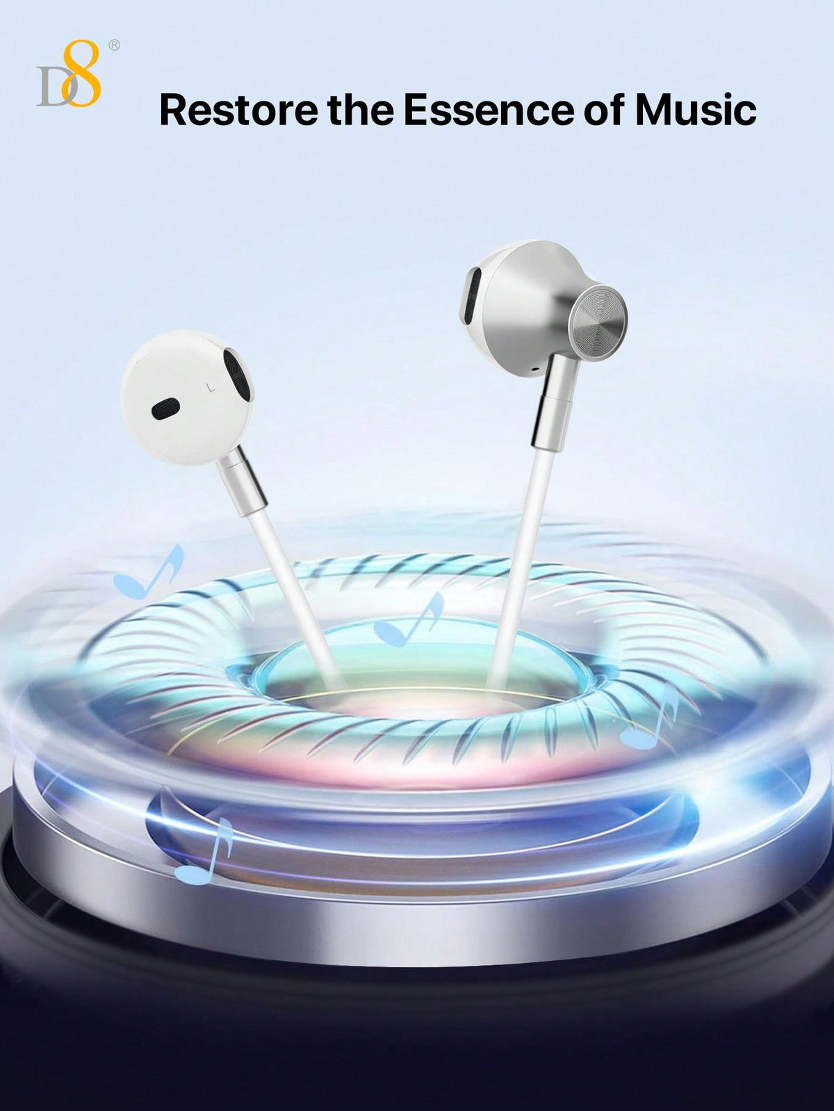 D8 Type-C Earbuds – In-Ear Headphones with Microphone & Volume Control for iPhone, iPad, Galaxy