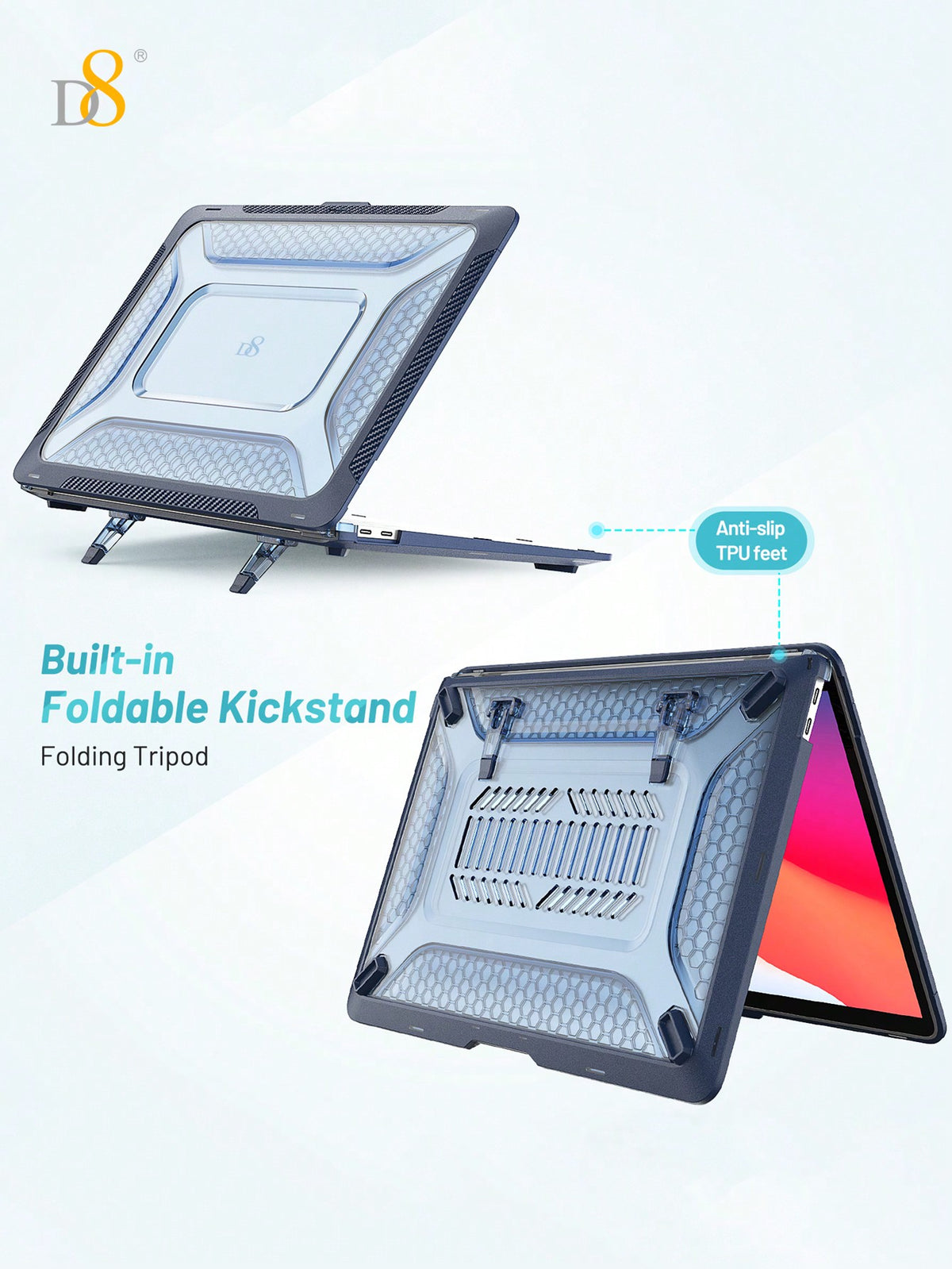 D8 PC+TPU MacBook Case for MacBook Air – Shockproof, Scratch Resistant, Lightweight