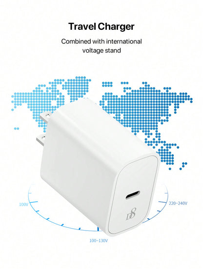 D8 20W PD USB-C Wall Charger 2-Pack 3.3ft Fast Charging Cable MFi Certified