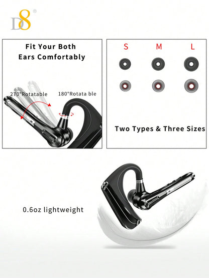 D8 TWS Noise-Canceling Wireless Earbuds, 16H Playtime, LED, Mic, Android/iOS