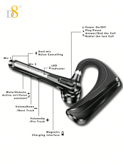 D8 TWS Noise-Canceling Wireless Earbuds, 16H Playtime, LED, Mic, Android/iOS