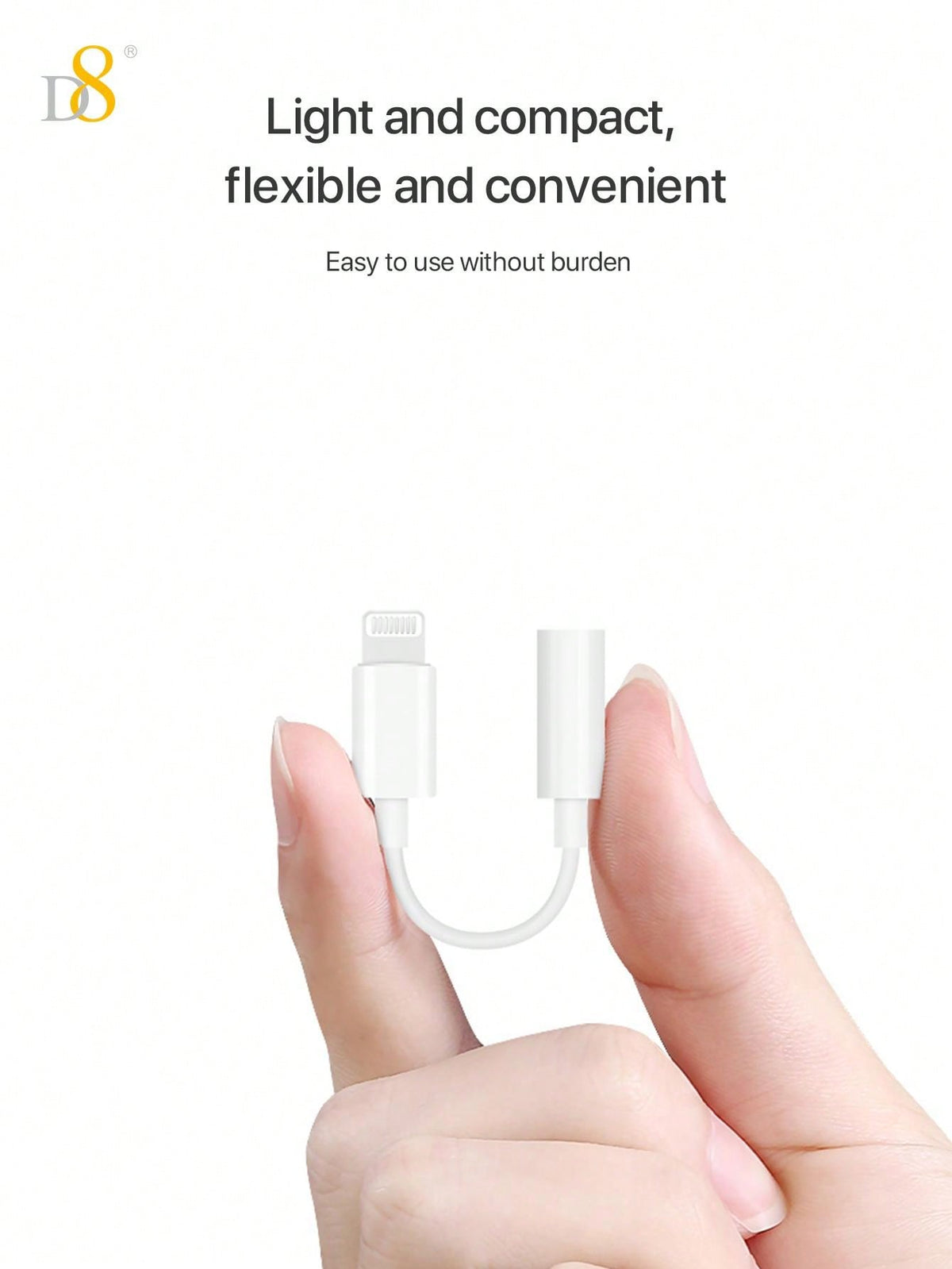 D8 3.5mm Audio + Charger Cable Adapter for iPhone – 2-in-1 Lightning Dongle for iPhone 15/14/13/12