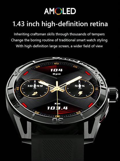 D8 1Pc Multi-Sport Mode Fitness Watch for Men - 1.43" Waterproof, Compatible with Android & iPhone