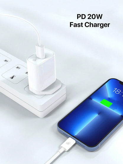 D8 20W PD USB-C Wall Charger + 3.3FT Cable – MFi Certified Fast Charging for iPhone & iPad