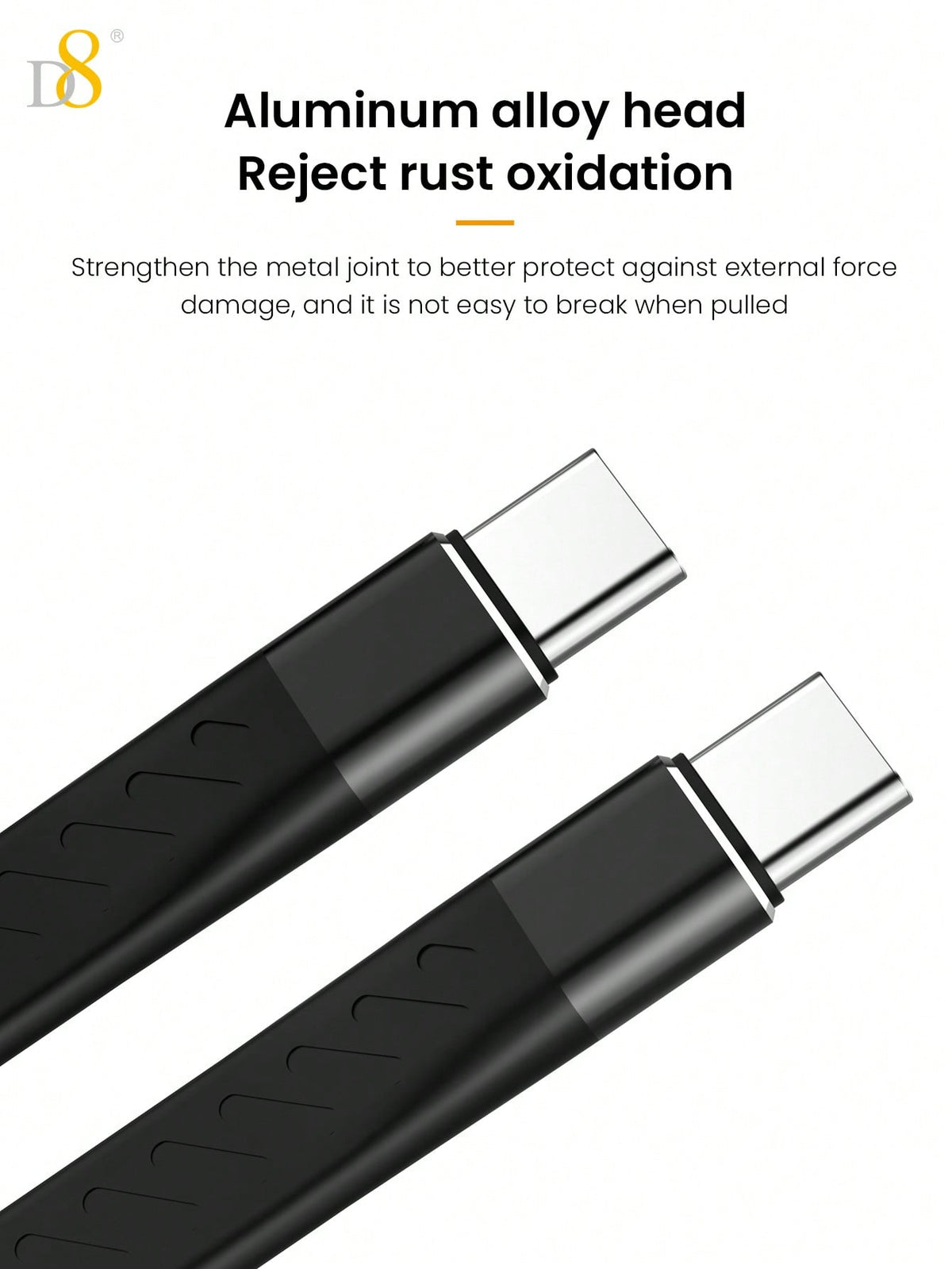D8 USB-C 3.1 Gen 2 Cable – 10Gbps Data Transfer, 4K Video Output, 60W PD Fast Charging