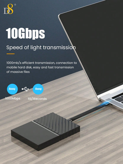 D8 USB-C 3.1 Gen 2 Cable – 10Gbps Data Transfer, 4K Video Output, 60W PD Fast Charging