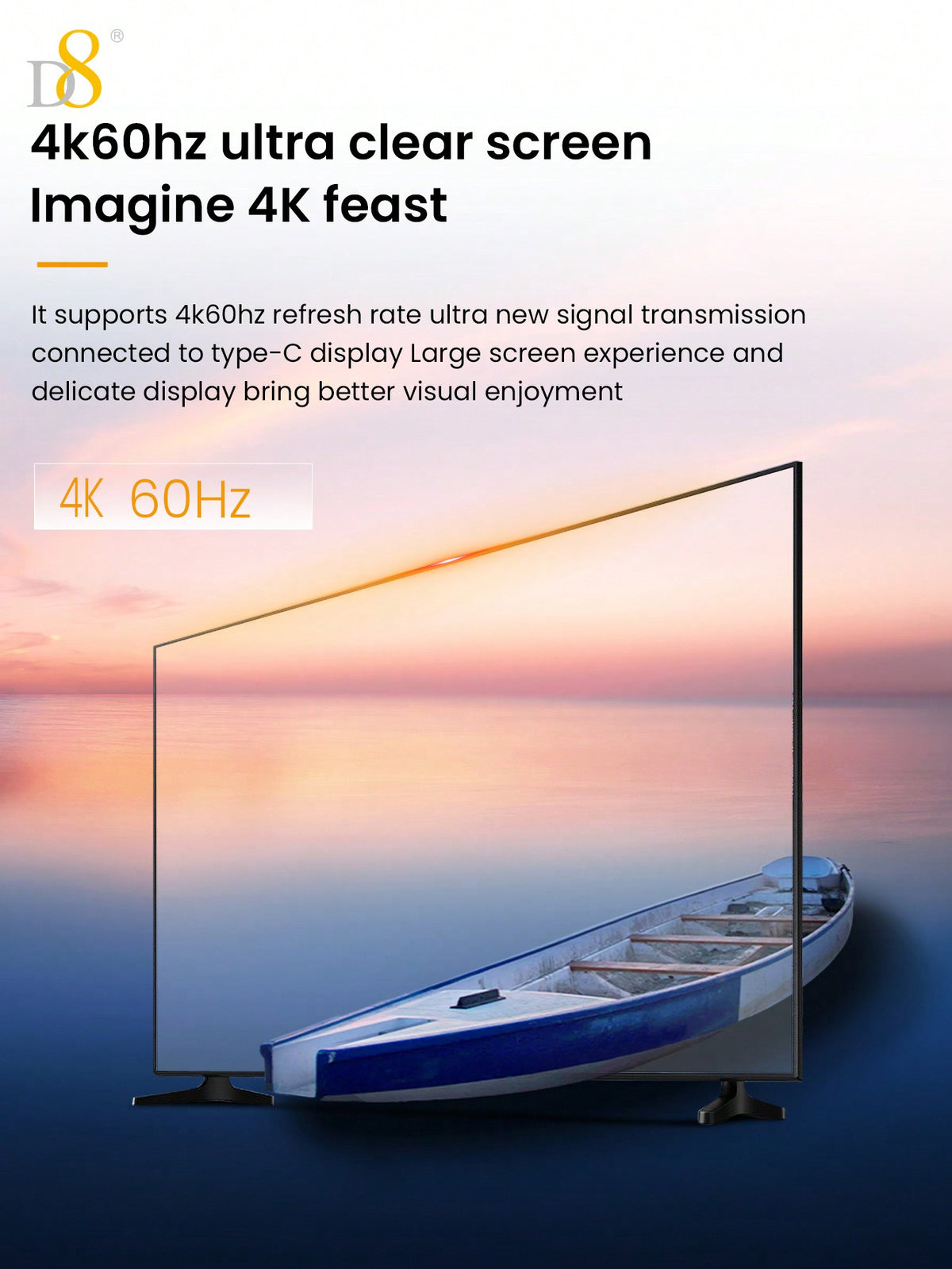 D8 USB-C 3.1 Gen 2 Cable – 10Gbps Data Transfer, 4K Video Output, 60W PD Fast Charging