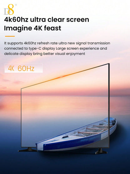 D8 USB-C 3.1 Gen 2 Cable – 10Gbps Data Transfer, 4K Video Output, 60W PD Fast Charging