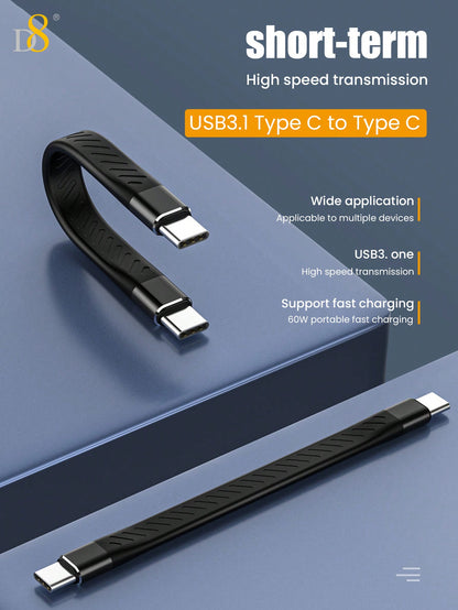 D8 USB-C 3.1 Gen 2 Cable – 10Gbps Data Transfer, 4K Video Output, 60W PD Fast Charging