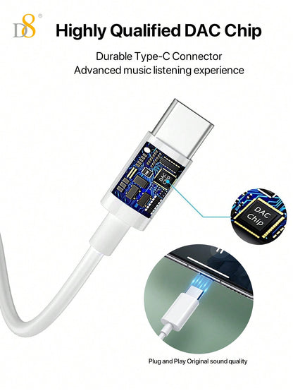 D8 2-Pack USB Type-C In-Ear Headphones – Mic & Volume Control for iPhone, iPad, Galaxy S23