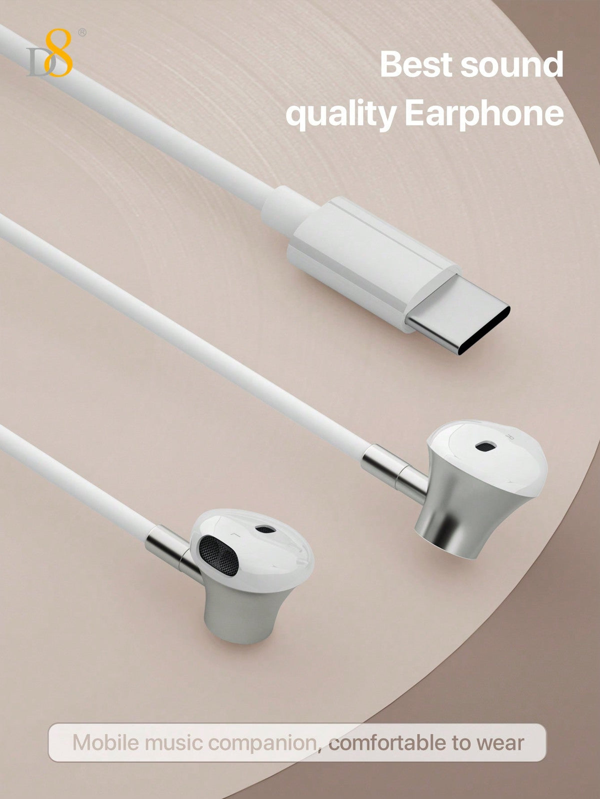 D8 2-Pack USB Type-C In-Ear Headphones – Mic & Volume Control for iPhone, iPad, Galaxy S23