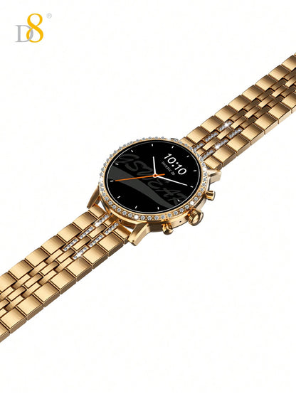 D8 Gold Smartwatch: 1.52” Touch Screen, Calls & Fitness Tracker