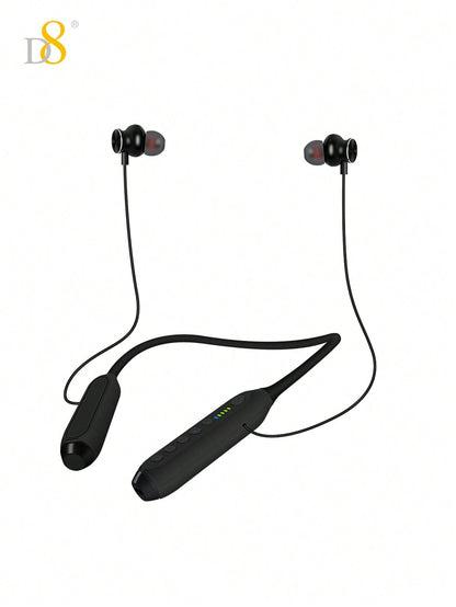 D8 Neckband Headphones, 100H Playback, Mic, Waterproof, Stereo Sound