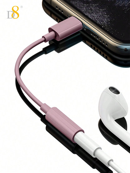 D8 MFi Lightning to 3.5mm Audio Adapter, HiFi DAC Stereo Mic Earphone Dongle