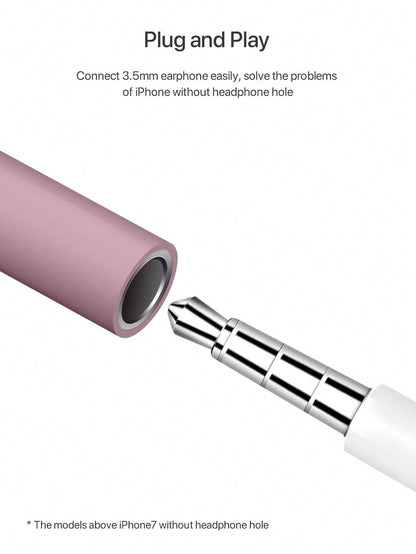 D8 MFi Lightning to 3.5mm Audio Adapter, HiFi DAC Stereo Mic Earphone Dongle