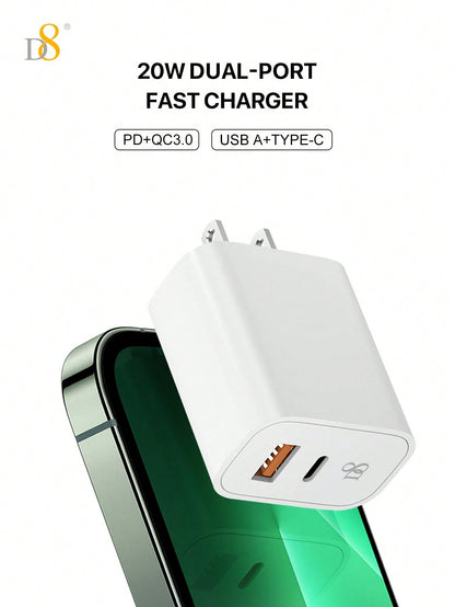 D8 MFi Lightning Cable 3-Pack, USB-C & USB-A, PD Fast Charge for iPhone/iPad