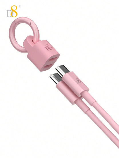 D8 USB-C Keychain Cable, 0.83FT 60W Fast Charge, Compact for iPhone/Galaxy