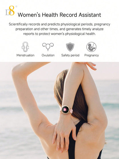 D8 Women's Smartwatch, 1.19", IP67 Waterproof, Calls, 100+ Sports Modes