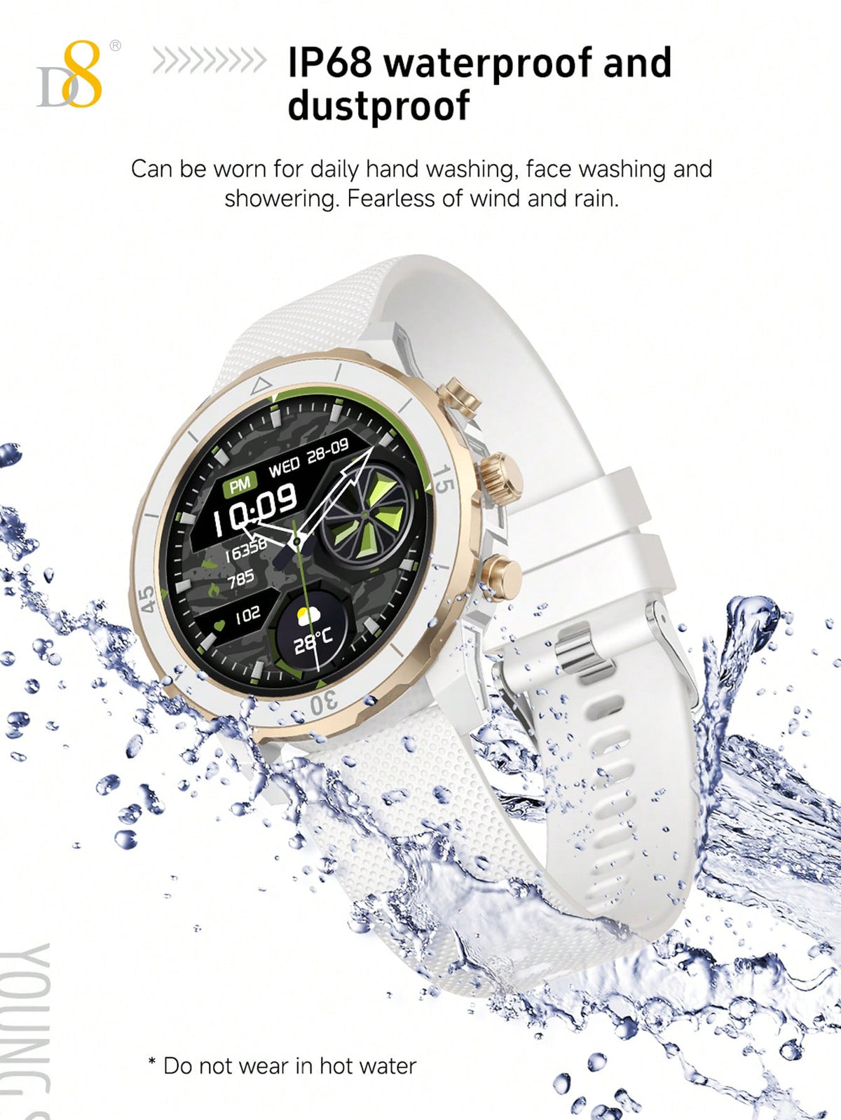 Dynamic8 Smart Watch – All-Day Fitness Tracker, Waterproof Design, Sleep & Call Monitoring (Unisex)