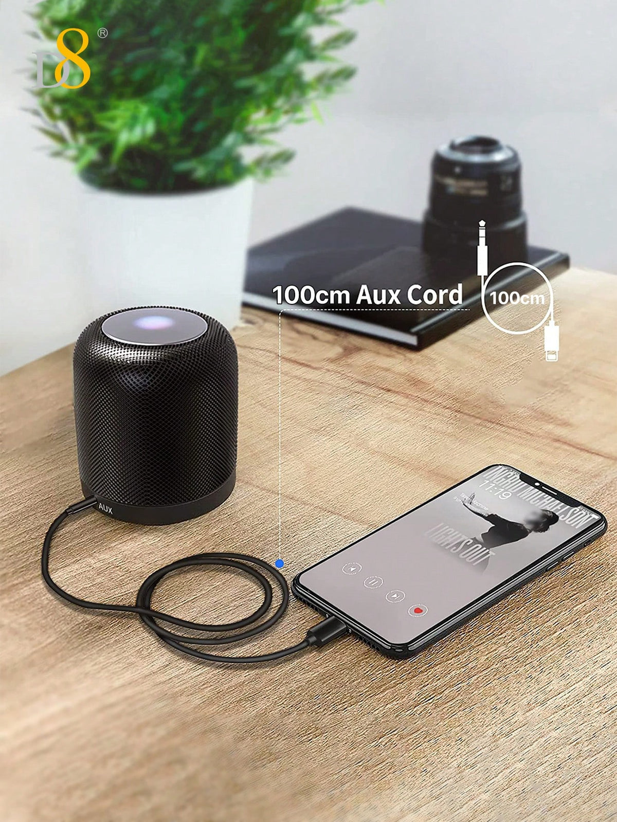 D8 iPhone AUX Cord – Lightning to 3.5mm Audio Cable Headphone Adapter