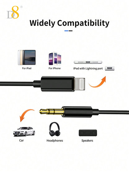 D8 iPhone AUX Cord – Lightning to 3.5mm Audio Cable Headphone Adapter