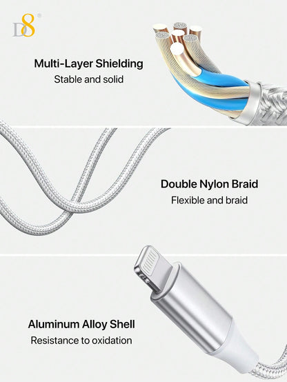 D8 MFi Certified Lightning to 3.5mm Headphone Adapter, iPhone Aux Dongle