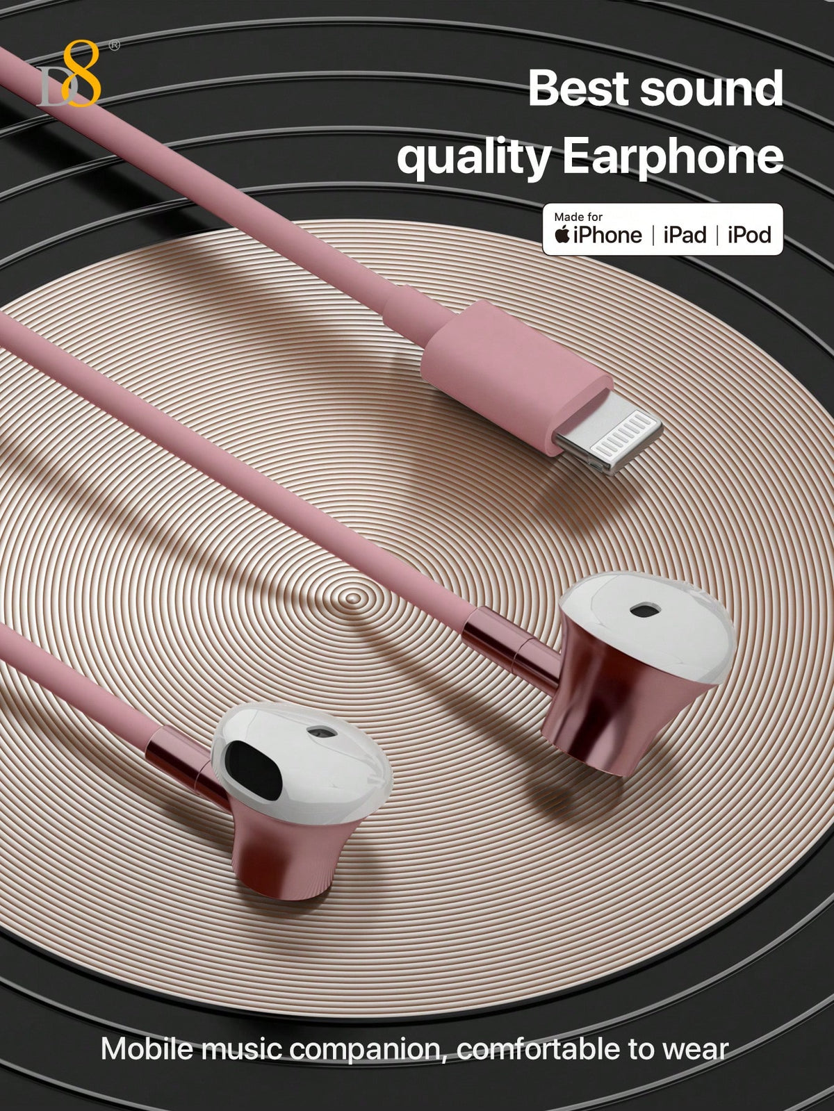 D8 Wired Lightning Headphones (2-Pack) – Mic, Remote, Noise-Isolating Earbuds for iPhone