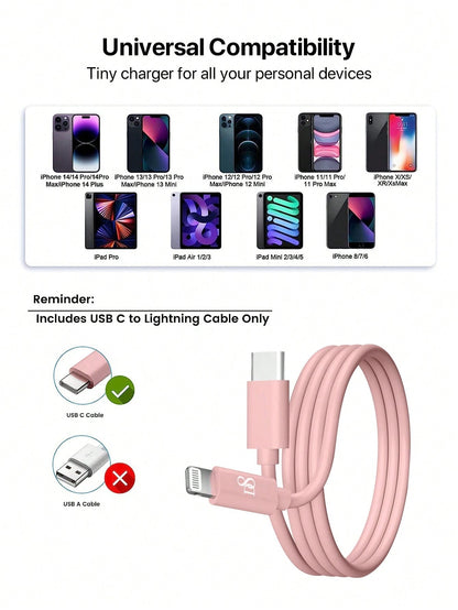 D8 iPhone Charger Cable 2-Pack 3.3ft USB-C to Lightning Fast Charging