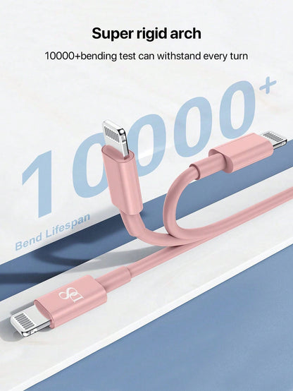 D8 iPhone Charger Cable 2-Pack 3.3ft USB-C to Lightning Fast Charging