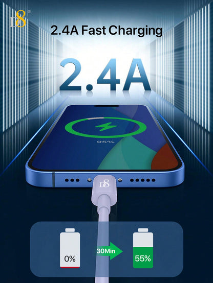 D8 iPhone Charger Cable MFi Certified USB-A to Lightning Fast Charging Multiple Lengths