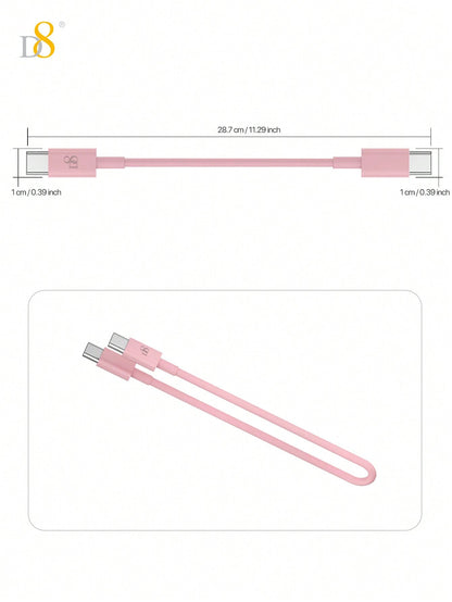 D8 USB-C to USB-C Cable – 60W Fast Charging, 0.83ft for iPhone, Samsung, iPad
