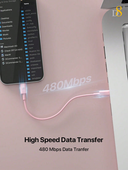 D8 USB-C to USB-C Cable – 60W Fast Charging, 0.83ft for iPhone, Samsung, iPad