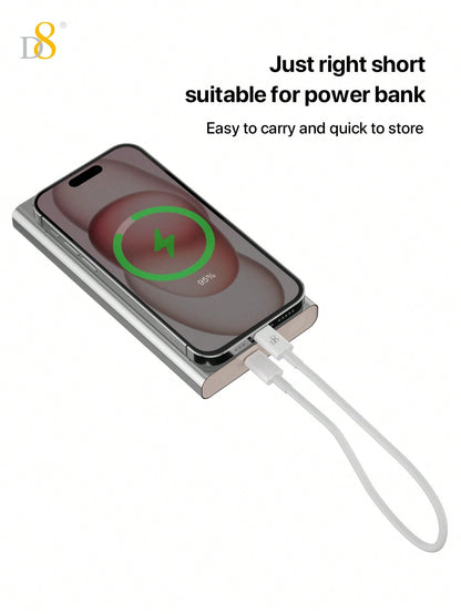 D8 USB-C to USB-C Cable (0.83ft) – 60W Fast Charging for iPhone, iPad, Galaxy