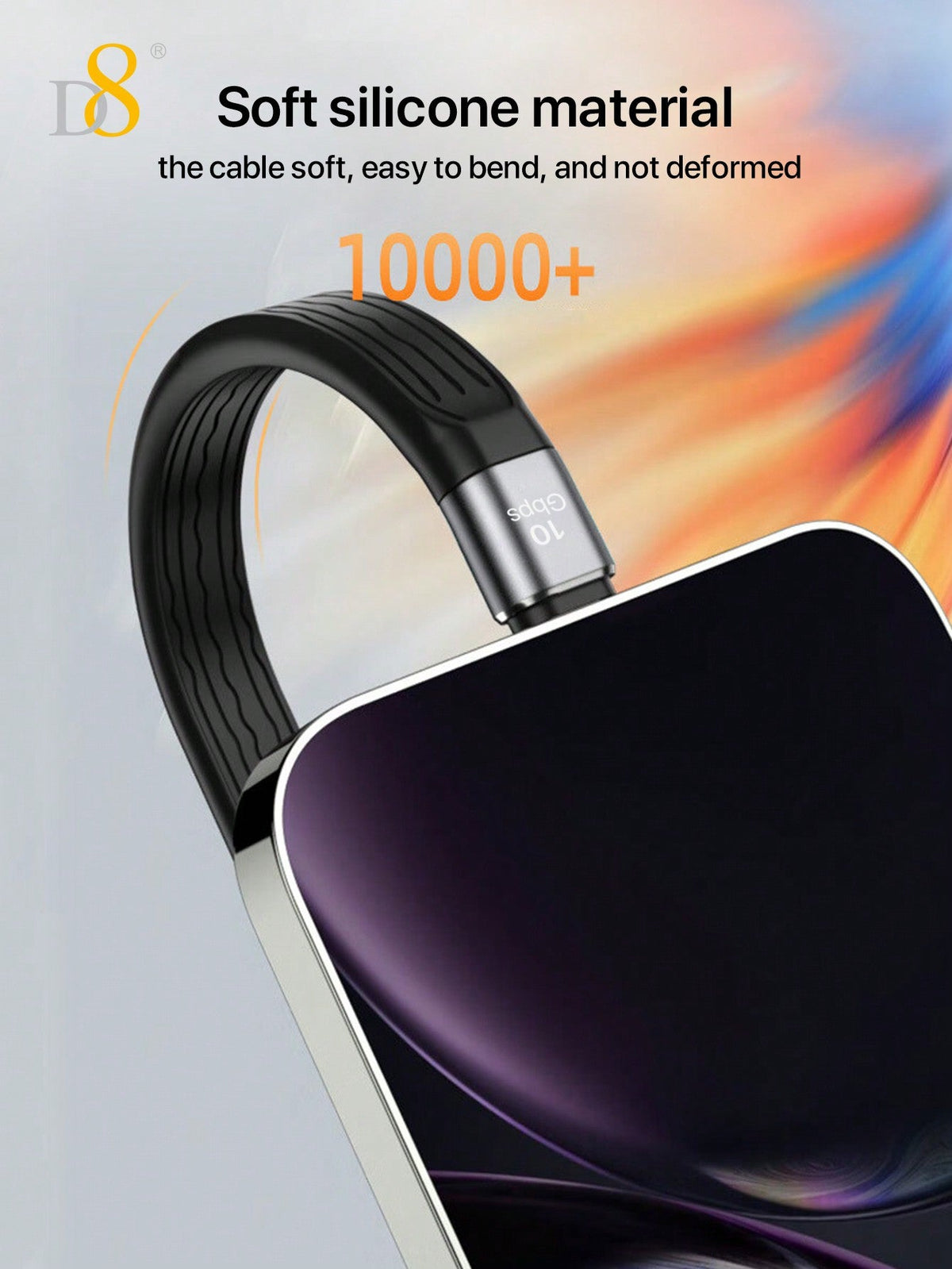 D8 USB C 3.1 Gen 2 Cable (13CM) – 10Gbps Data Transfer, 60W PD Fast Charging, 4K Video Output