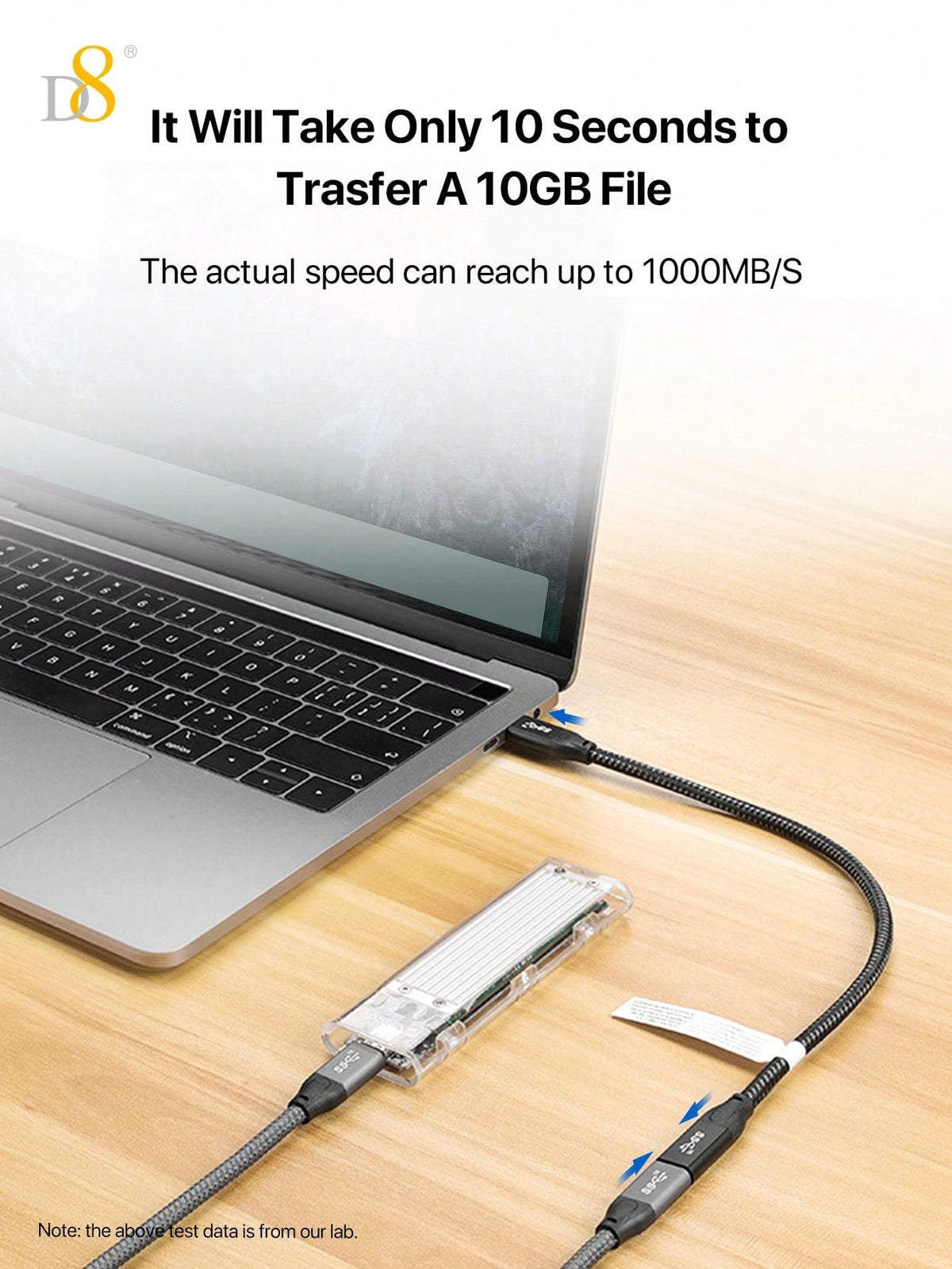D8 USB 3.1 Type-C Extension Cable – 10Gbps, 4K Ultra HD Support for iPhone, iPad, MacBook