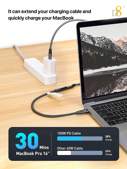 D8 USB 3.1 Type-C Extension Cable – 10Gbps, 4K Ultra HD Support for iPhone, iPad, MacBook