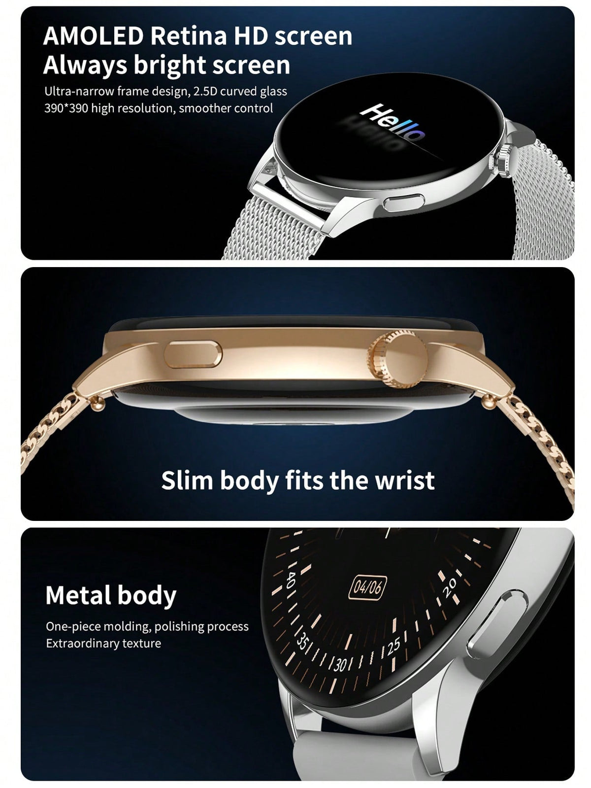D8 1.3" Women's Smartwatch Waterproof Fitness Tracker 100+ Sports Modes