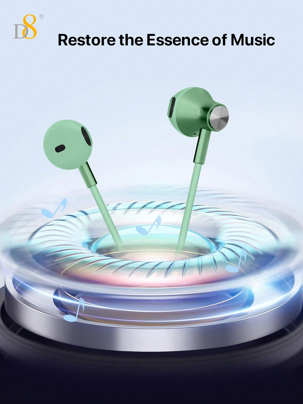 D8 USB-C In-Ear Headphones, Mic & Volume Control for iPhone/Galaxy/iPad