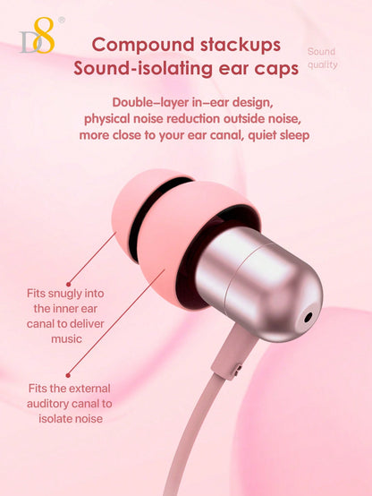 D8 USB-C Sleep Headphones – Noise-Isolating Wired Earbuds with Mic